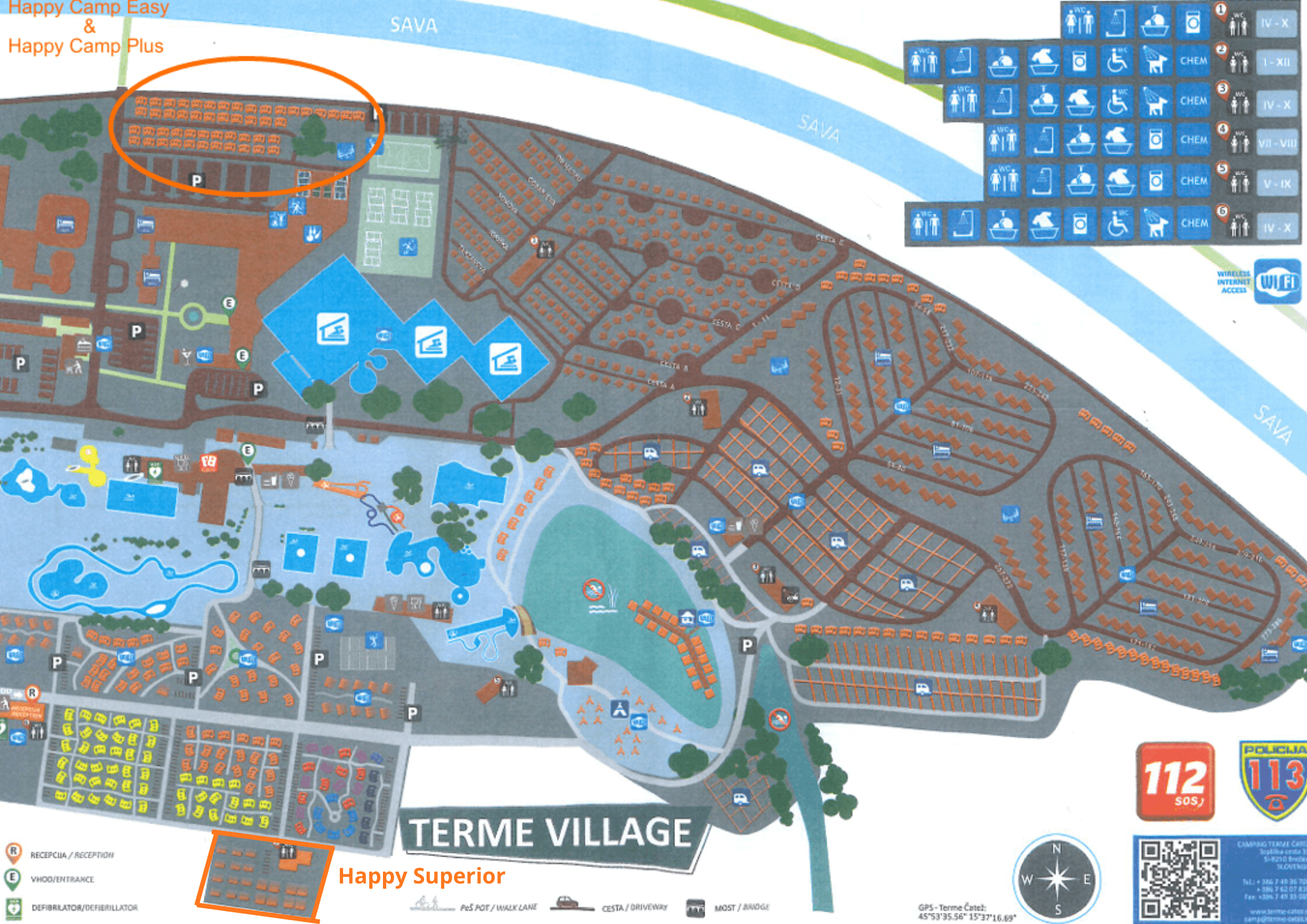 Plano del camping Camping Terme Catez