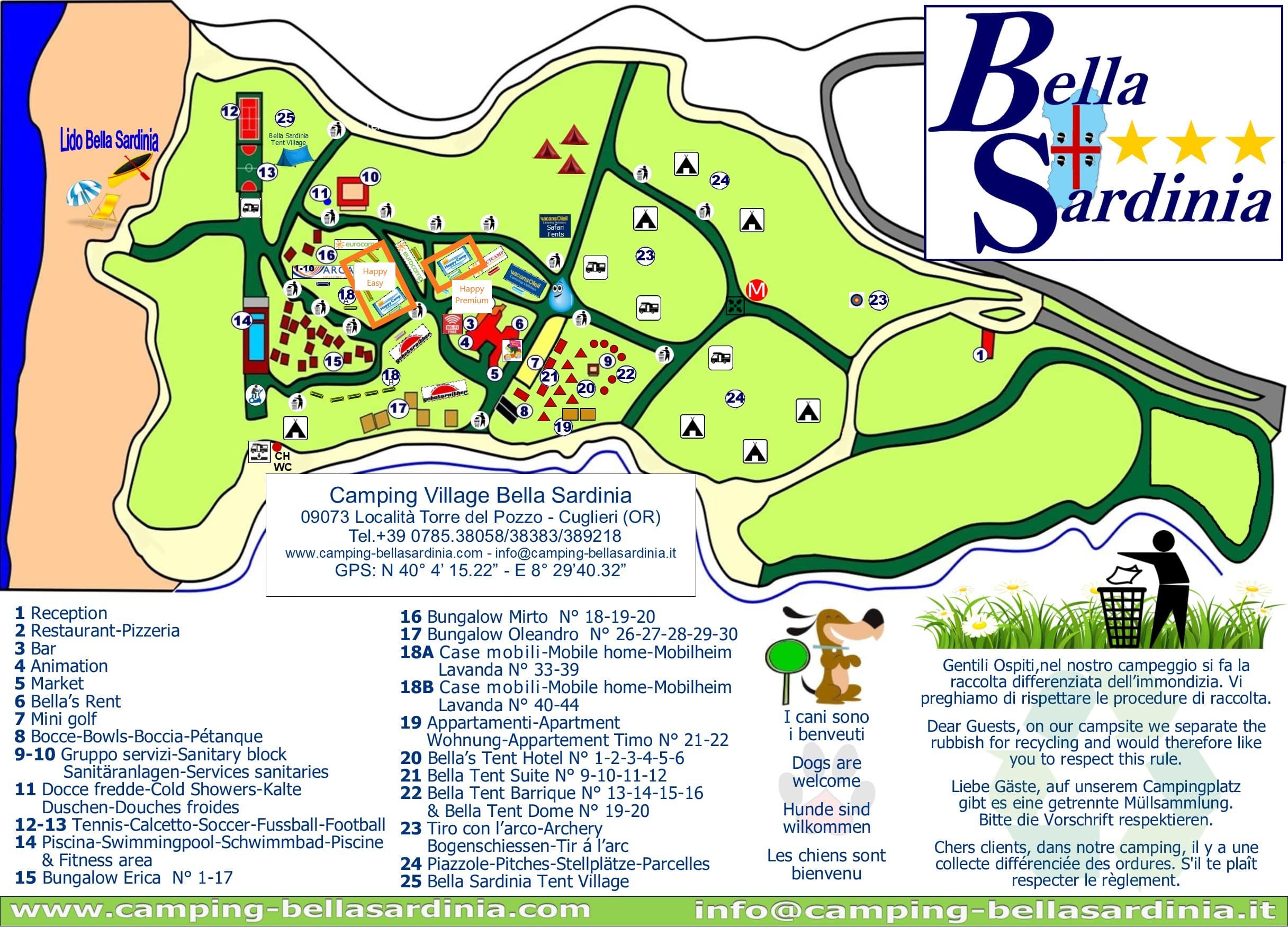 Plano del camping Camping Village Bella Sardinia