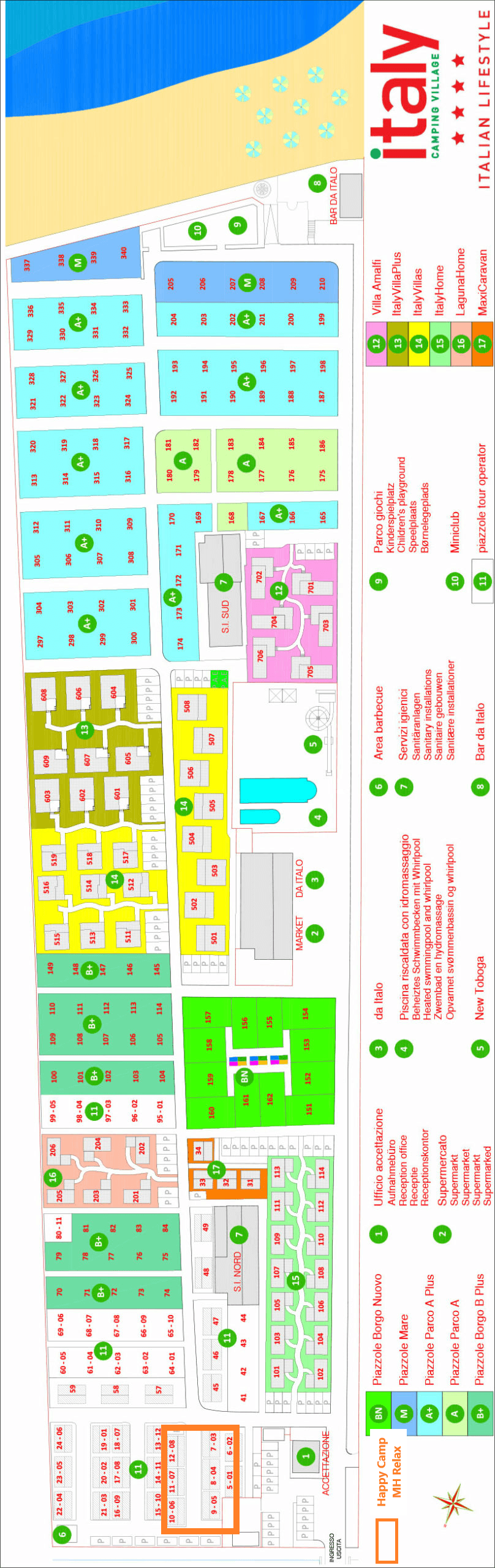 Plano del camping Italy Camping Village
